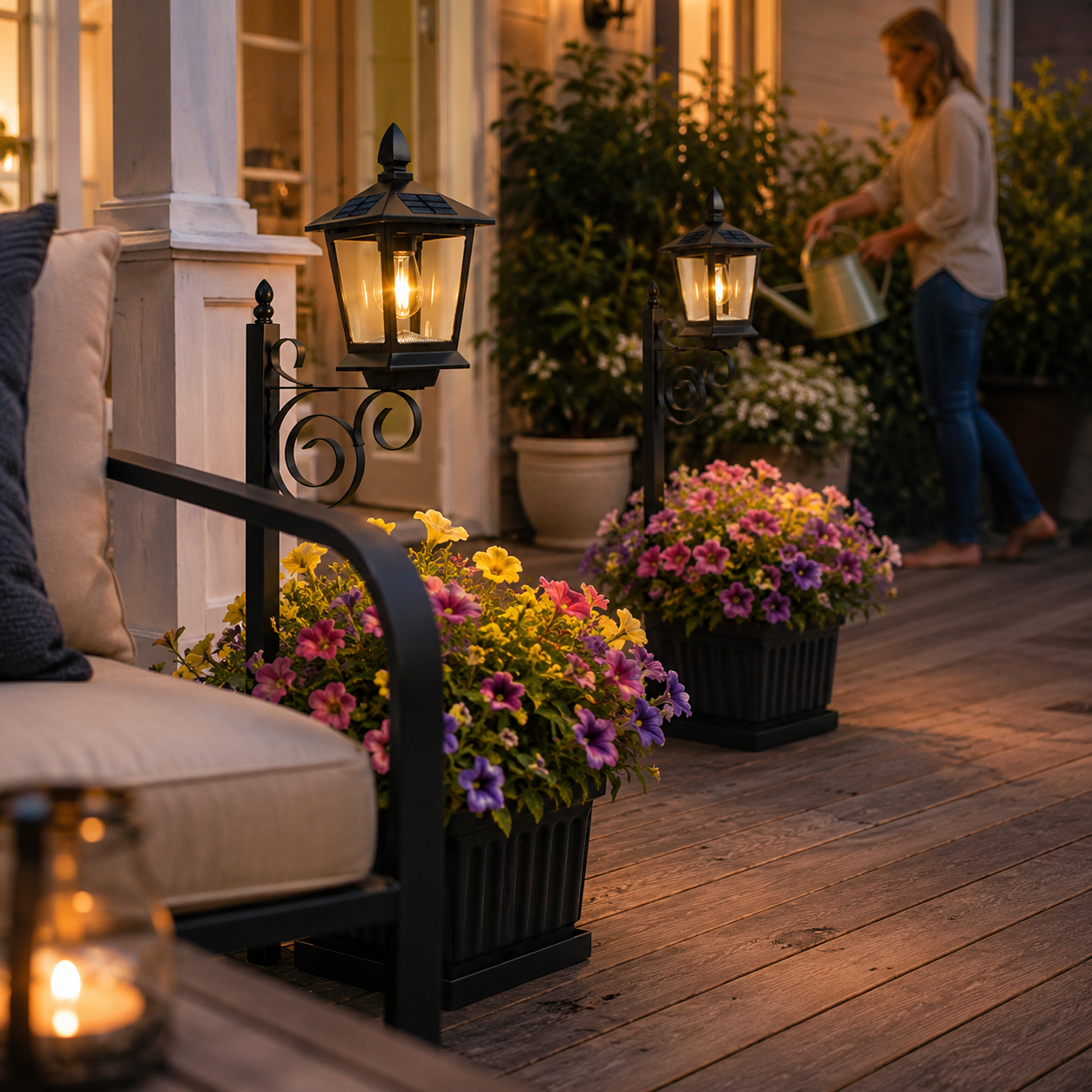 Waterproof Solar-Powered Flower Pot Light – Warm White Light, Suitable For Courtyards, Porches, And Entrances.