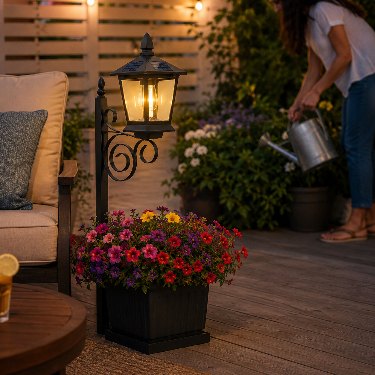 Waterproof Solar-Powered Flower Pot Light – Warm White Light, Suitable For Courtyards, Porches, And Entrances.