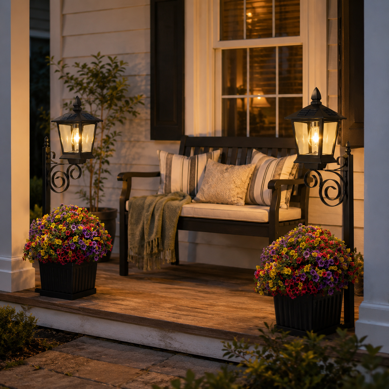 Waterproof Solar-Powered Flower Pot Light – Warm White Light, Suitable For Courtyards, Porches, And Entrances.