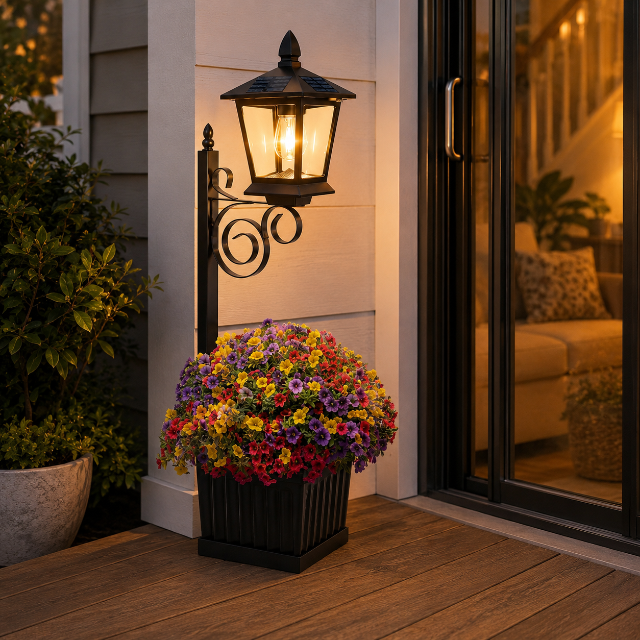 Waterproof Solar-Powered Flower Pot Light – Warm White Light, Suitable For Courtyards, Porches, And Entrances.