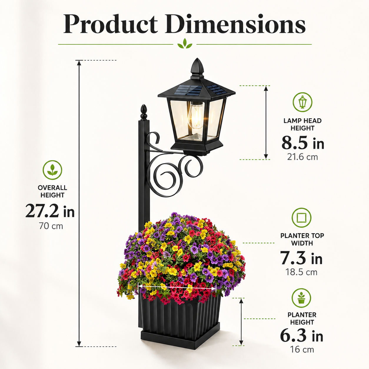 Waterproof Solar-Powered Flower Pot Light – Warm White Light, Suitable For Courtyards, Porches, And Entrances.