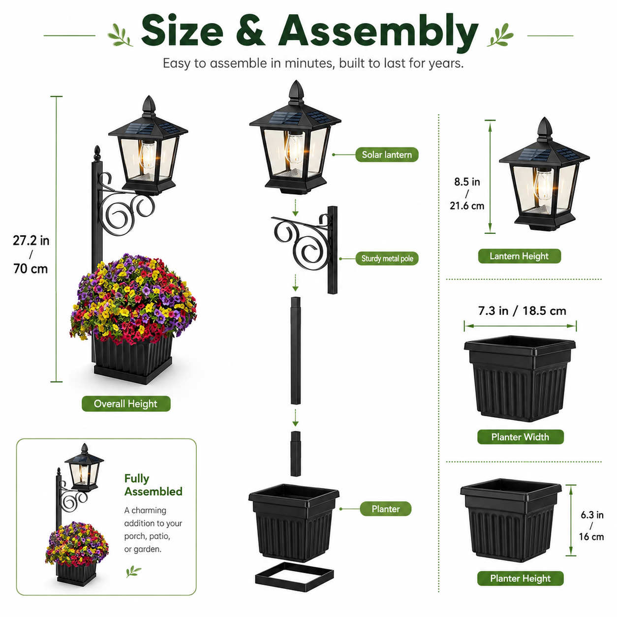 Waterproof Solar-Powered Flower Pot Light – Warm White Light, Suitable For Courtyards, Porches, And Entrances.
