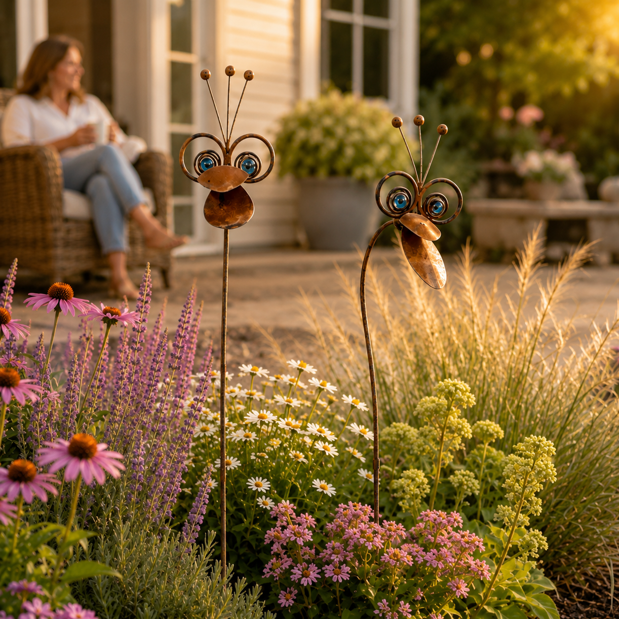 Rustic Metal Big-Beak Toucan Garden Stakes – 2-Piece Decorative Yard Art Set