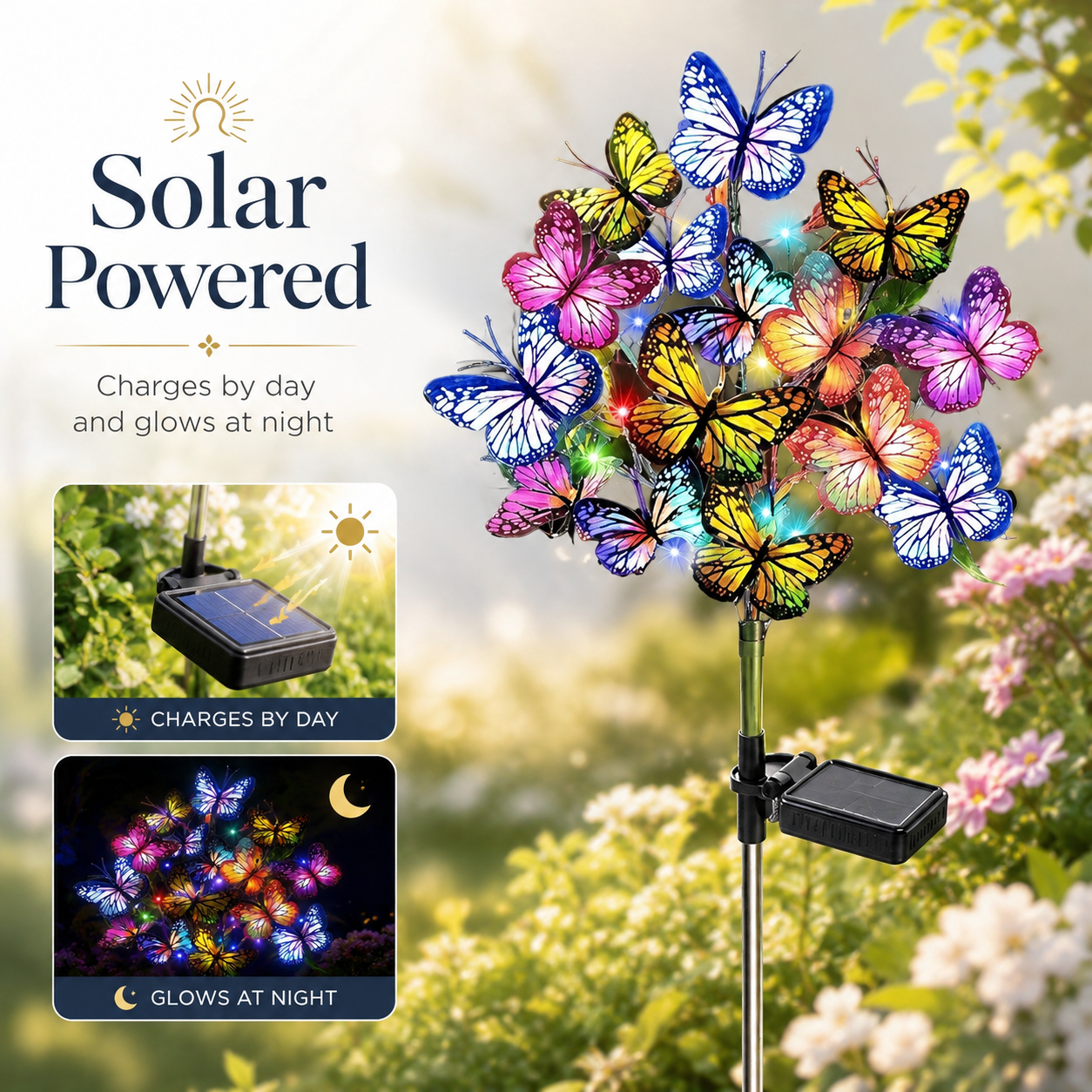 Aurora Butterfly Enchanted Butterfly Solar Garden Light Bouquet