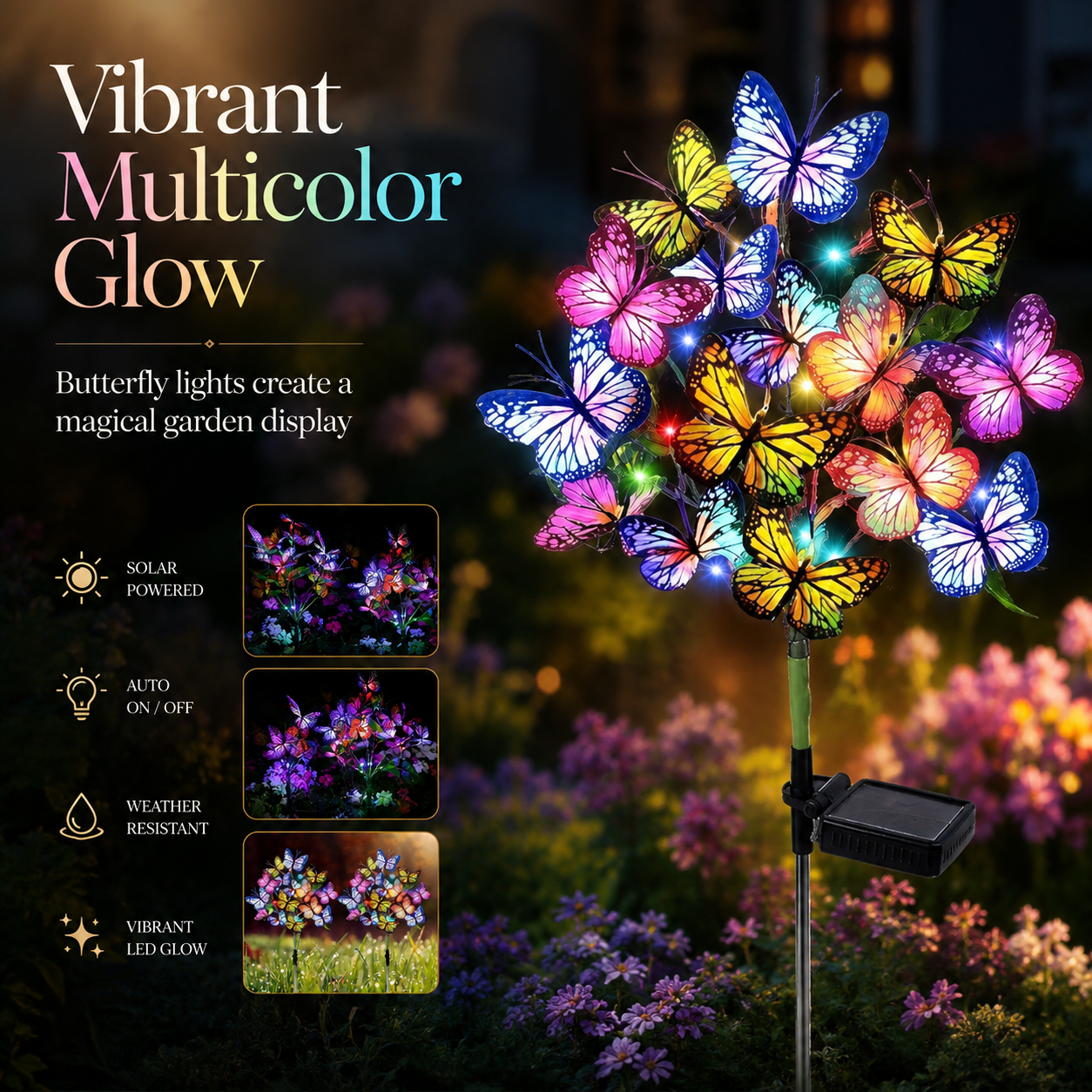 Aurora Butterfly Enchanted Butterfly Solar Garden Light Bouquet