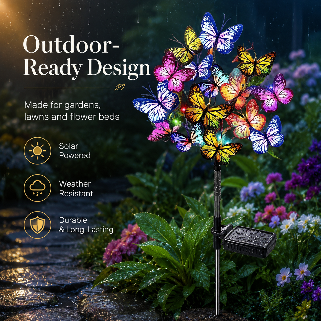 Aurora Butterfly Enchanted Butterfly Solar Garden Light Bouquet
