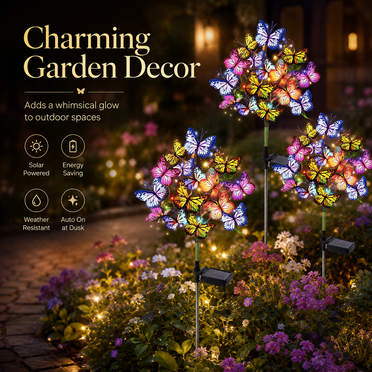Aurora Butterfly Enchanted Butterfly Solar Garden Light Bouquet