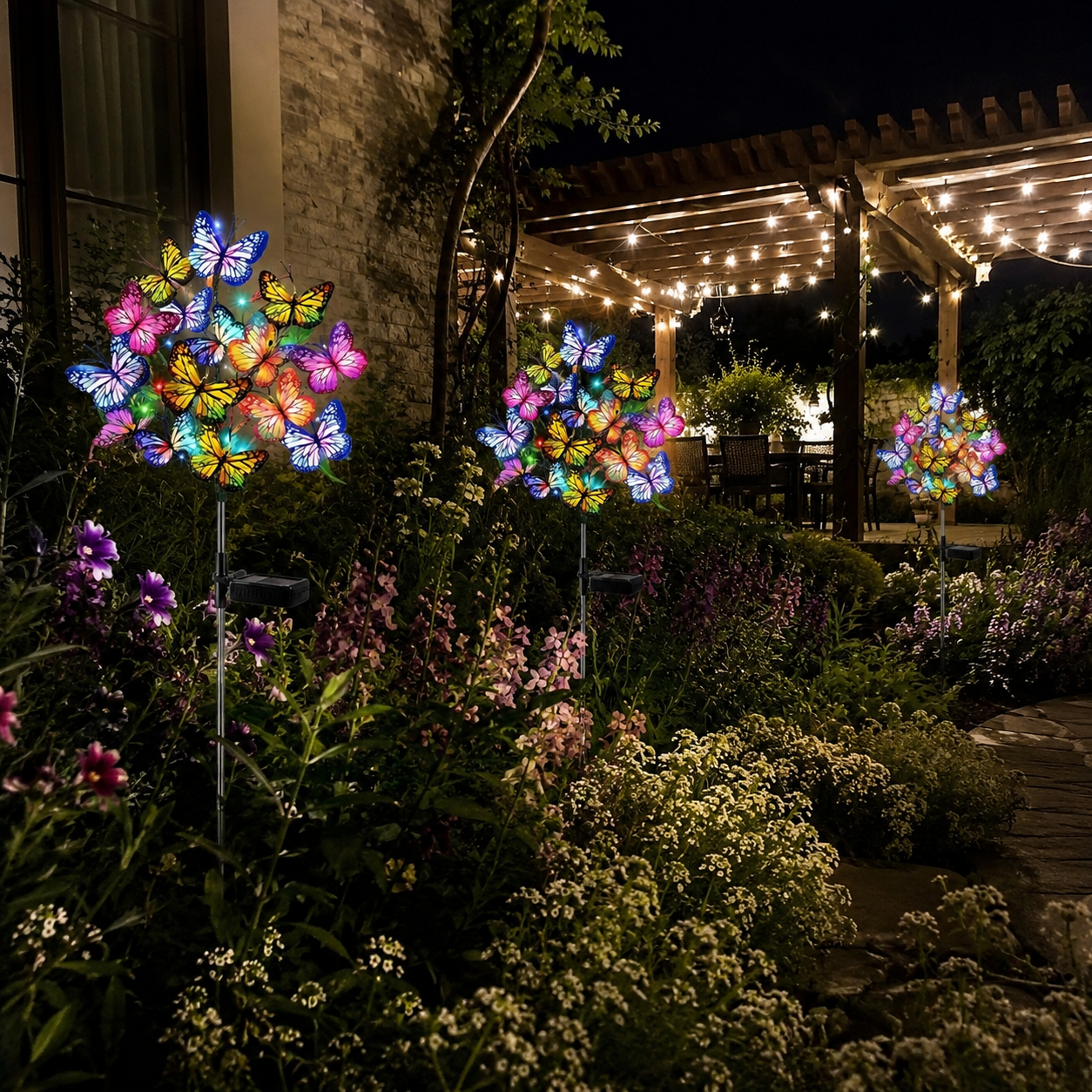 Aurora Butterfly Enchanted Butterfly Solar Garden Light Bouquet