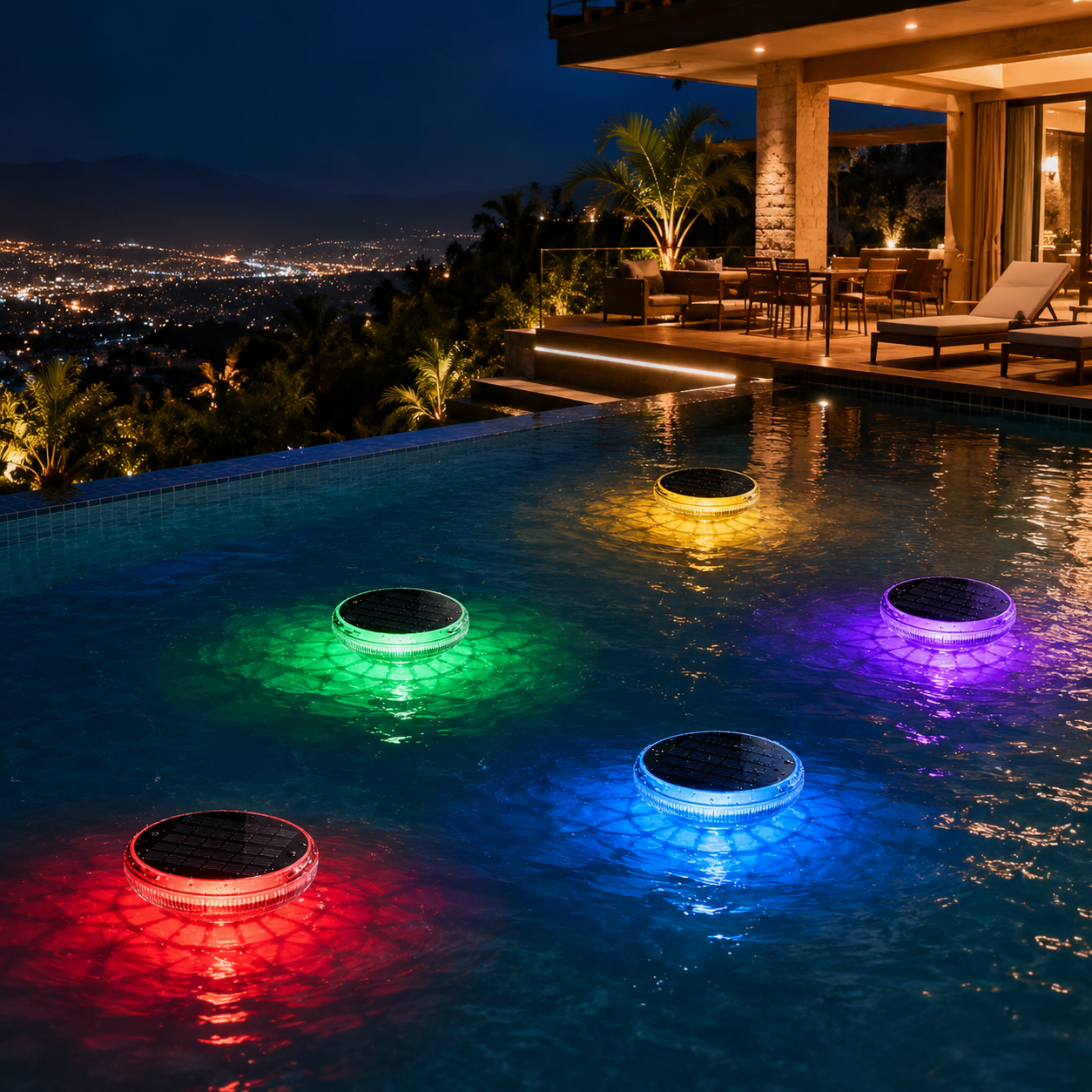 2pcs-AquaGlow™ Floating Solar Pool Lights – 9 Colors, Smart Timer & Effortless Outdoor Décor