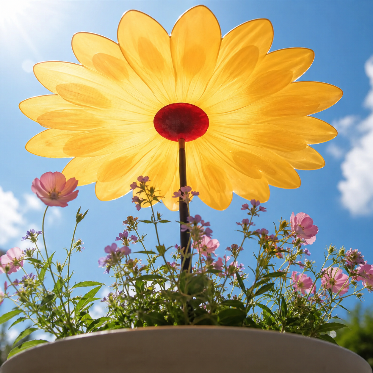 2pcs-Premium Metal Daisy Plant Shade Stake for Summer Garden Protection