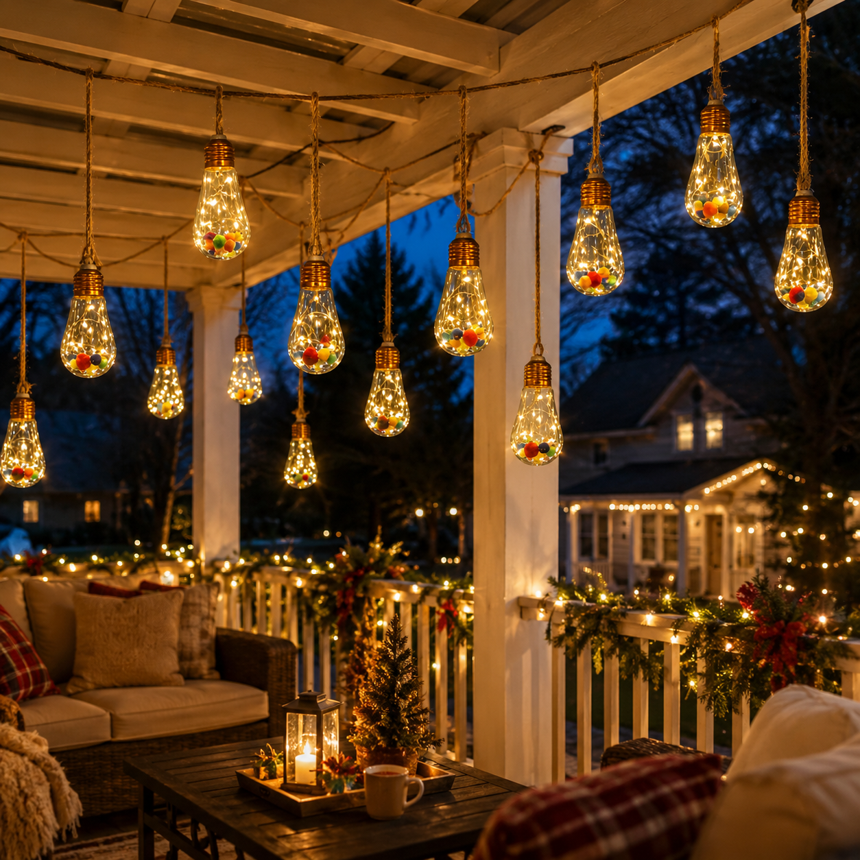8M Solar Hanging Bulb Lights for Garden & Patio Décor