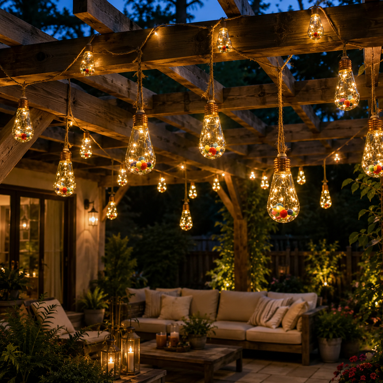 8M Solar Hanging Bulb Lights for Garden & Patio Décor