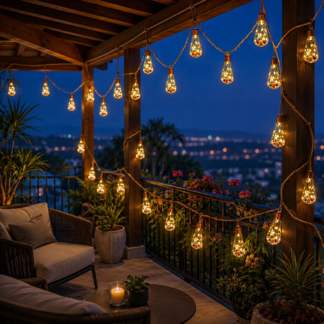 8M Solar Hanging Bulb Lights for Garden & Patio Décor