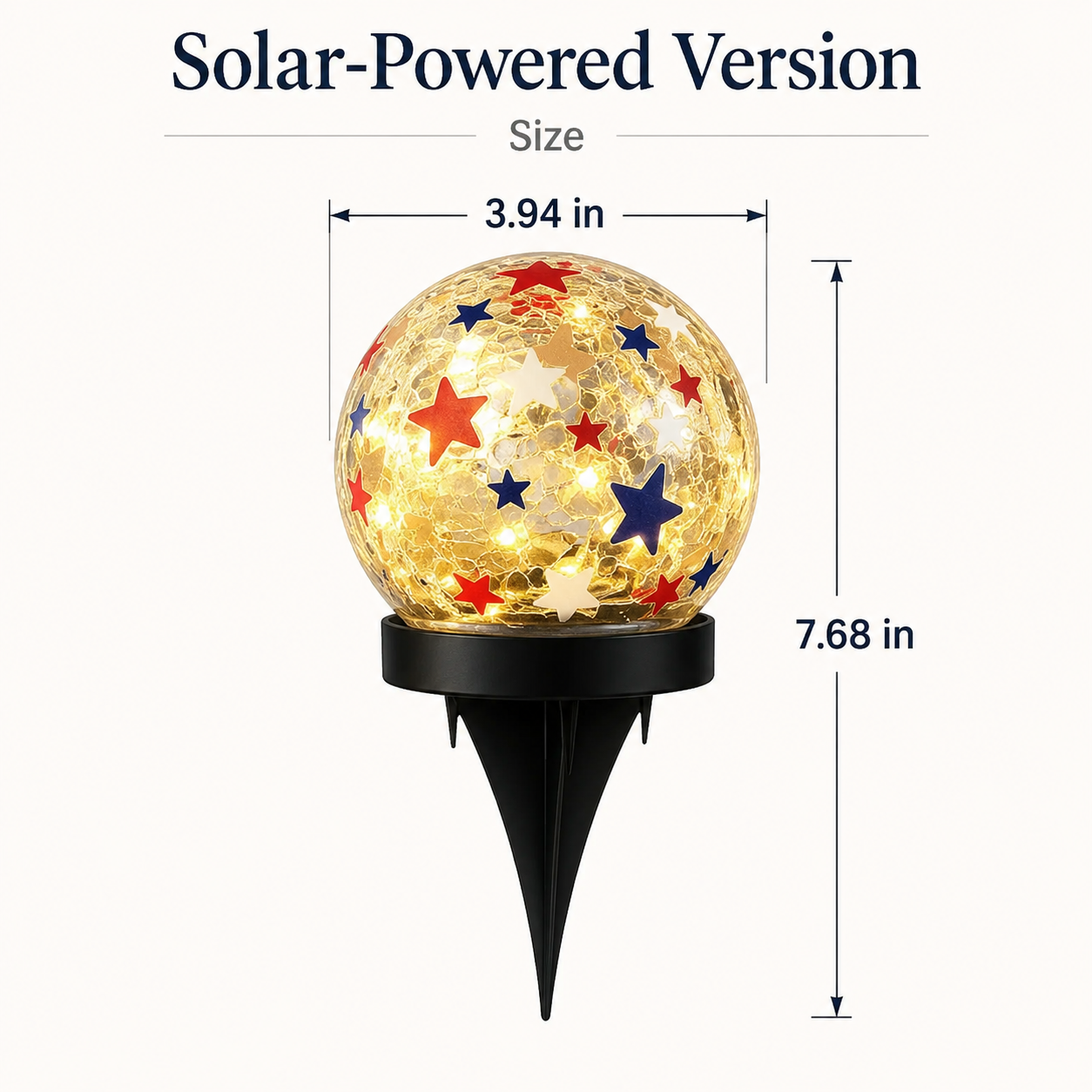 Patriotic Star Crackle Glass Globe Light