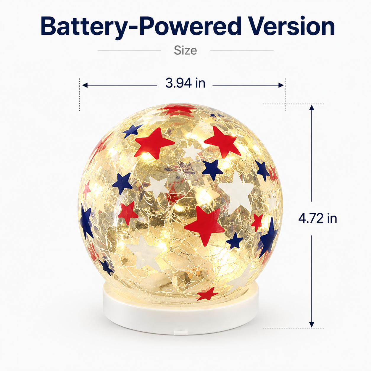 Patriotic Star Crackle Glass Globe Light