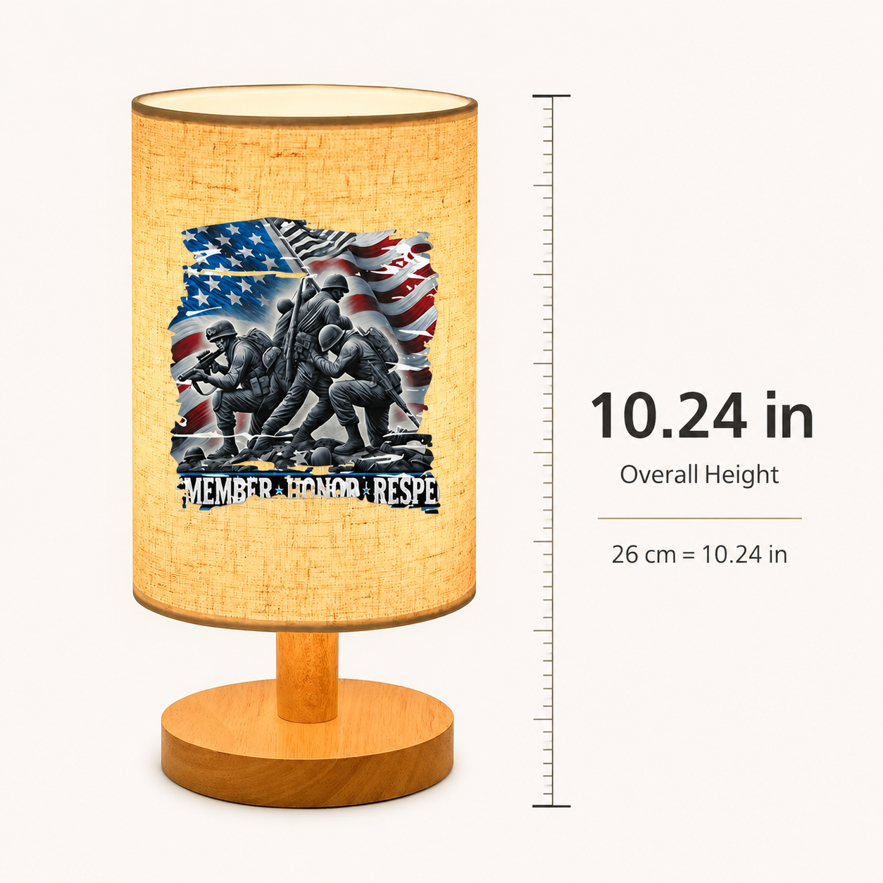 Patriotic Memorial Table Lamp with Warm Glow – USB Powered Independence Day Decor