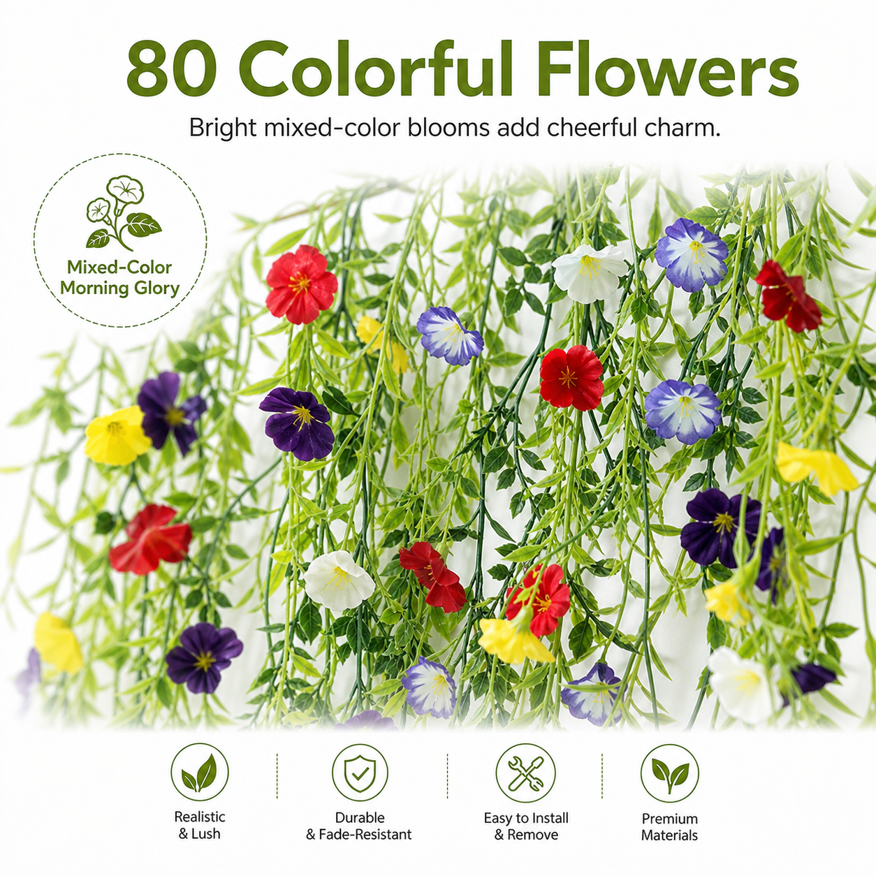DIY Floral Vine Curtain – Mixed-Color Morning Glory & Weeping Willow
