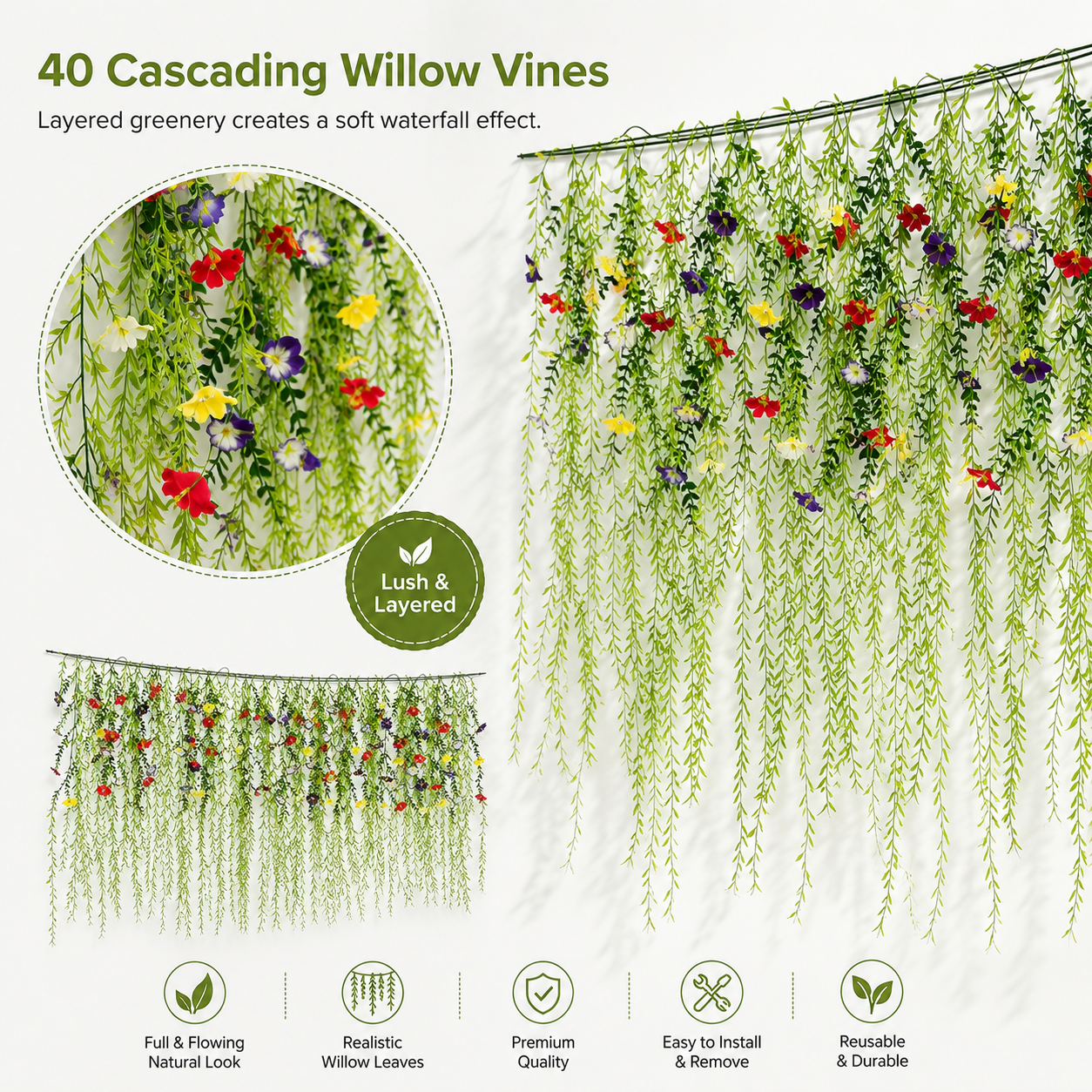 DIY Floral Vine Curtain – Mixed-Color Morning Glory & Weeping Willow