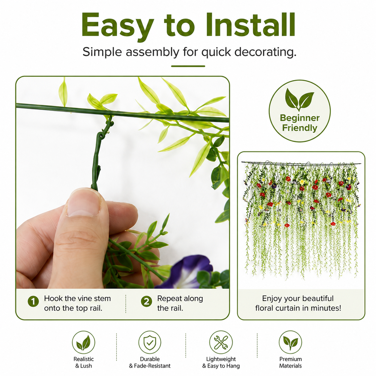 DIY Floral Vine Curtain – Mixed-Color Morning Glory & Weeping Willow
