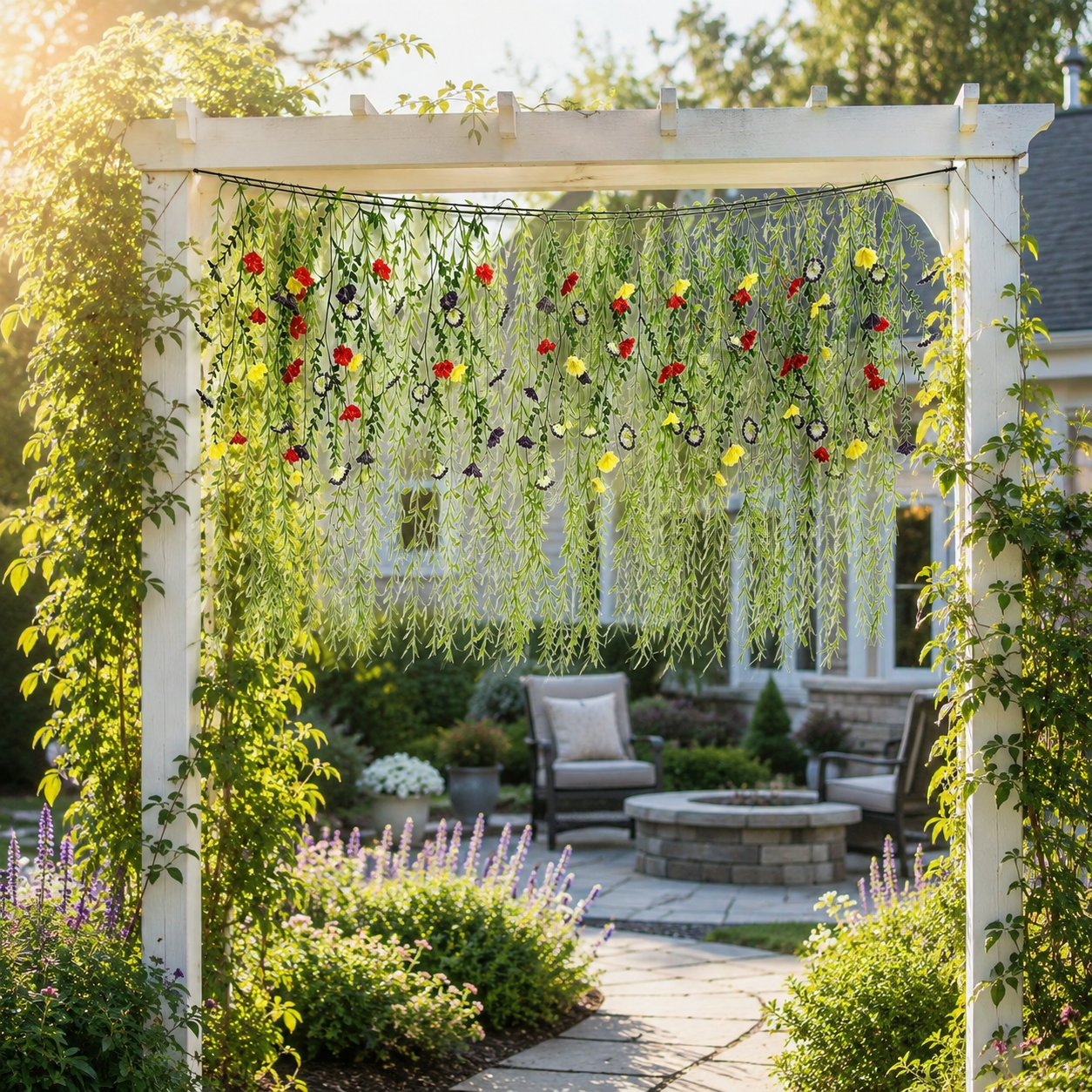 DIY Floral Vine Curtain – Mixed-Color Morning Glory & Weeping Willow