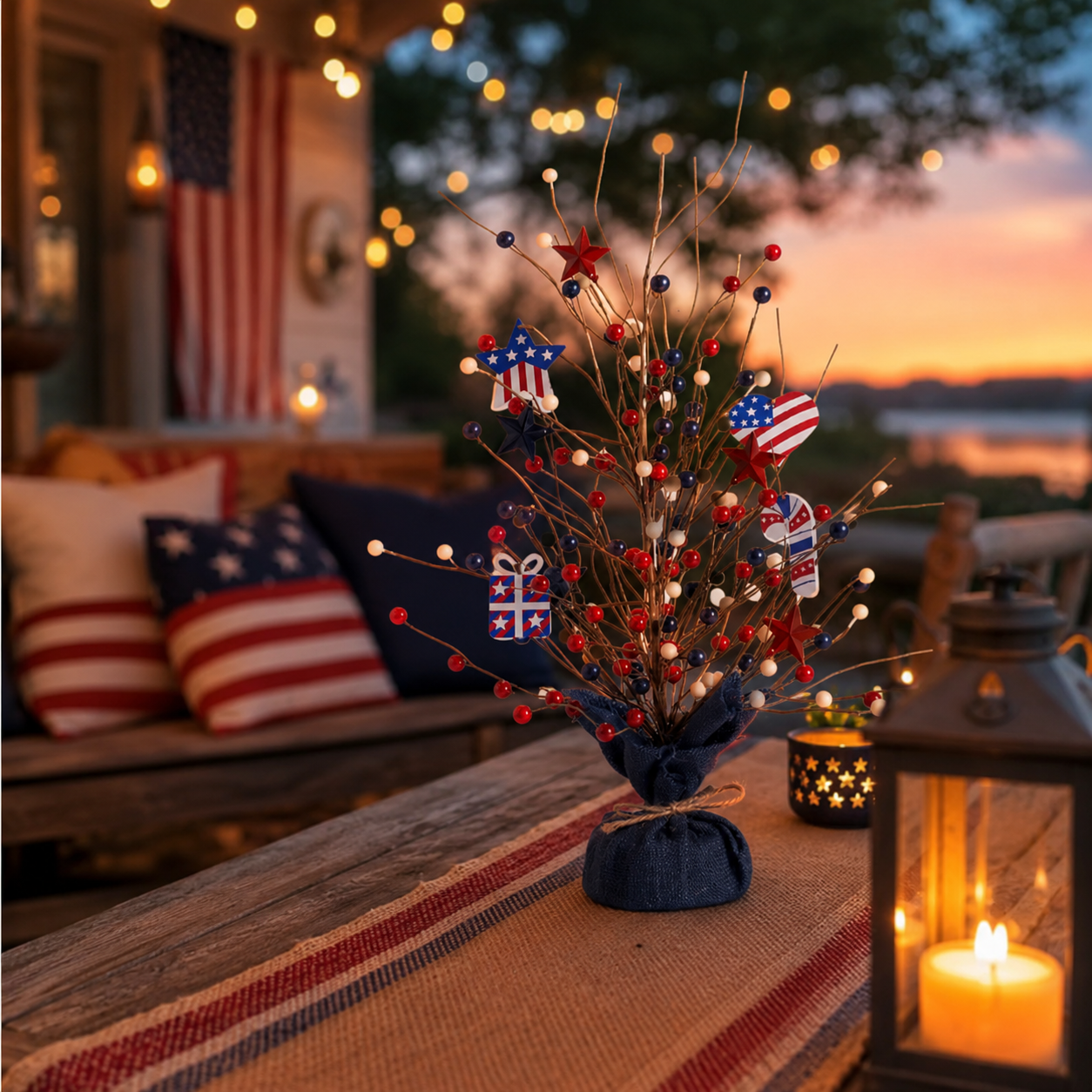 17.72in Patriotic Red White Blue Tabletop Decoration