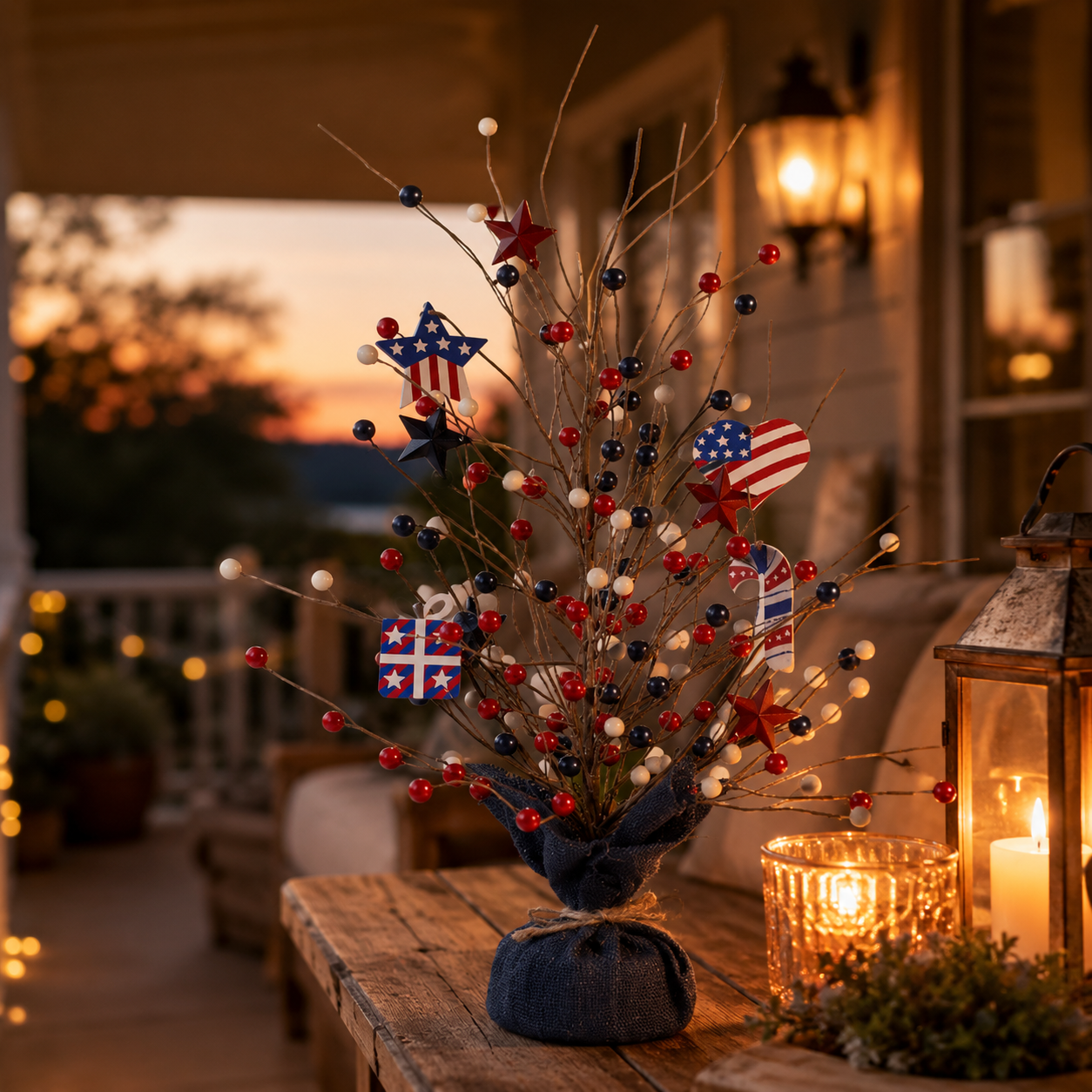 17.72in Patriotic Red White Blue Tabletop Decoration