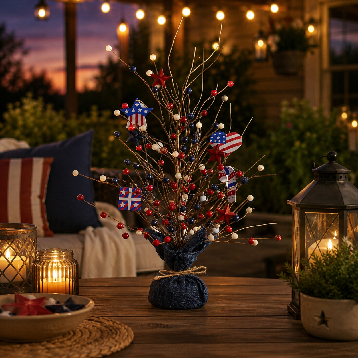 17.72in Patriotic Red White Blue Tabletop Decoration