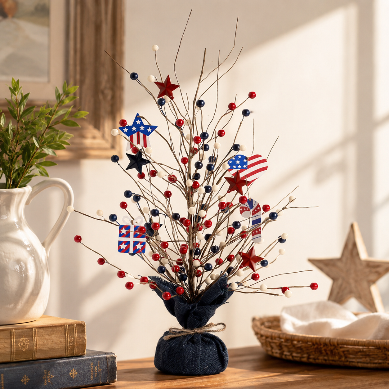 17.72in Patriotic Red White Blue Tabletop Decoration