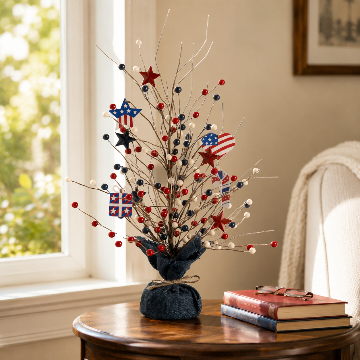 17.72in Patriotic Red White Blue Tabletop Decoration