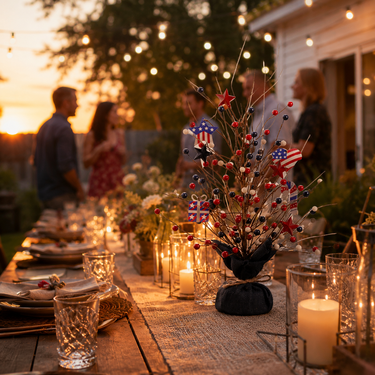 17.72in Patriotic Red White Blue Tabletop Decoration
