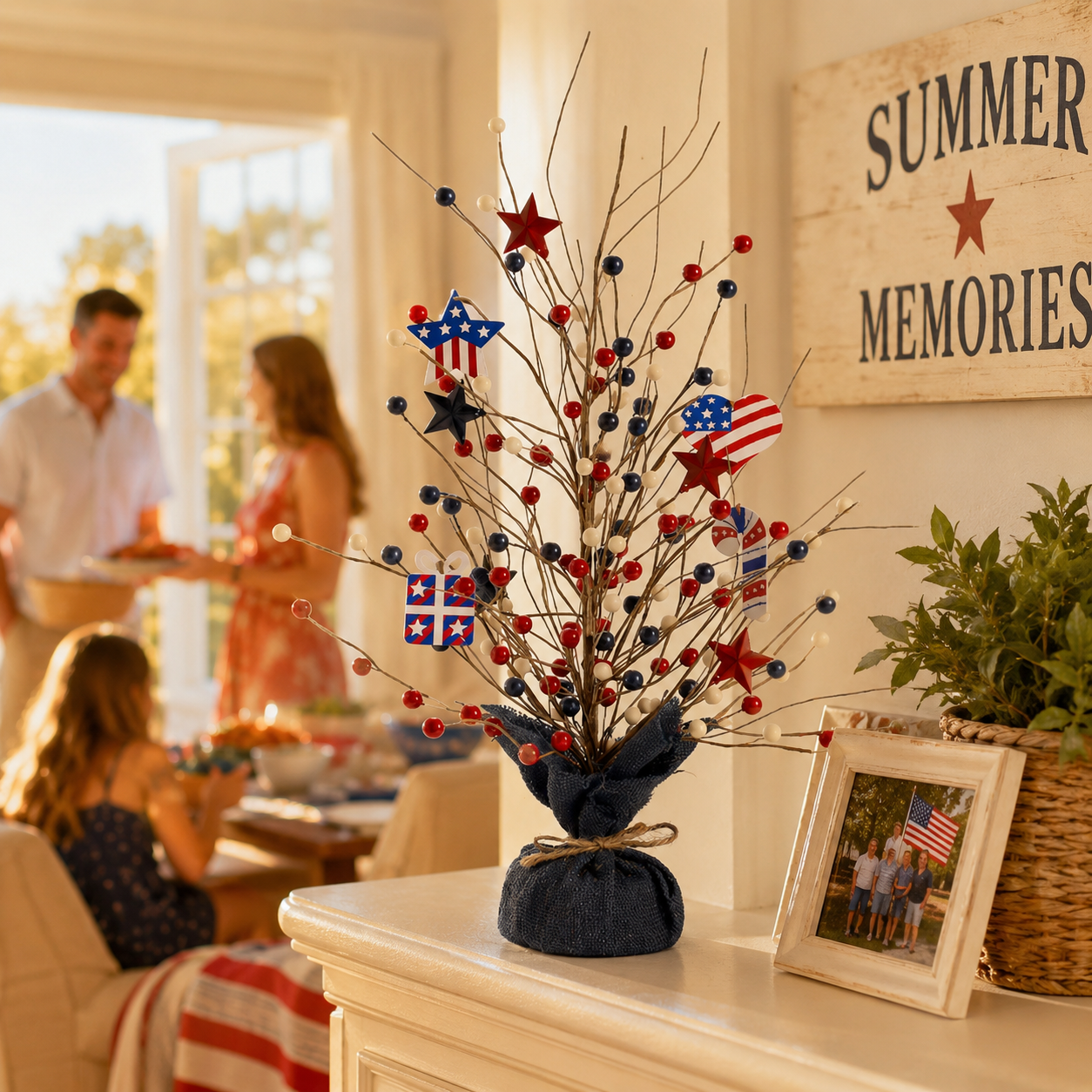 17.72in Patriotic Red White Blue Tabletop Decoration