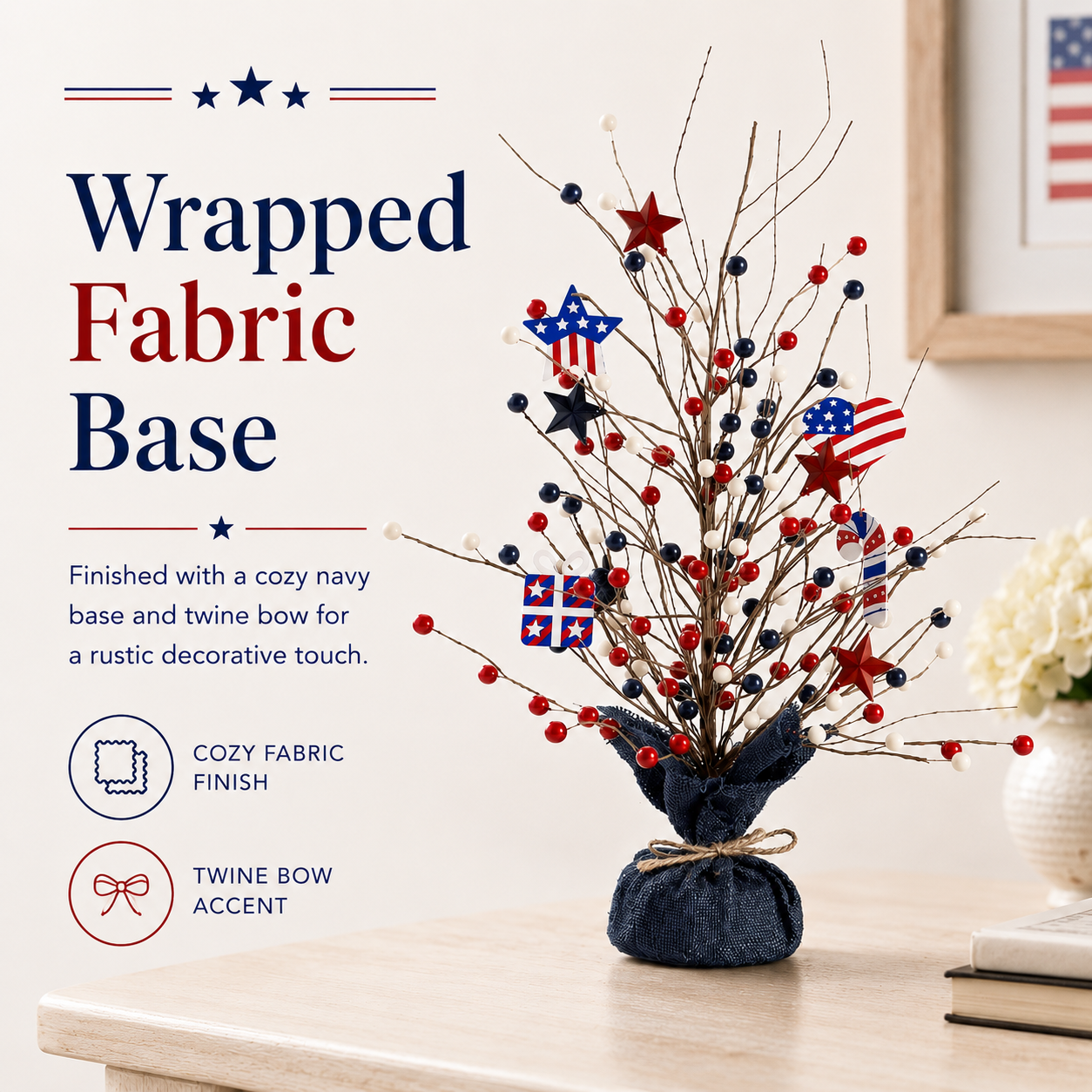 17.72in Patriotic Red White Blue Tabletop Decoration
