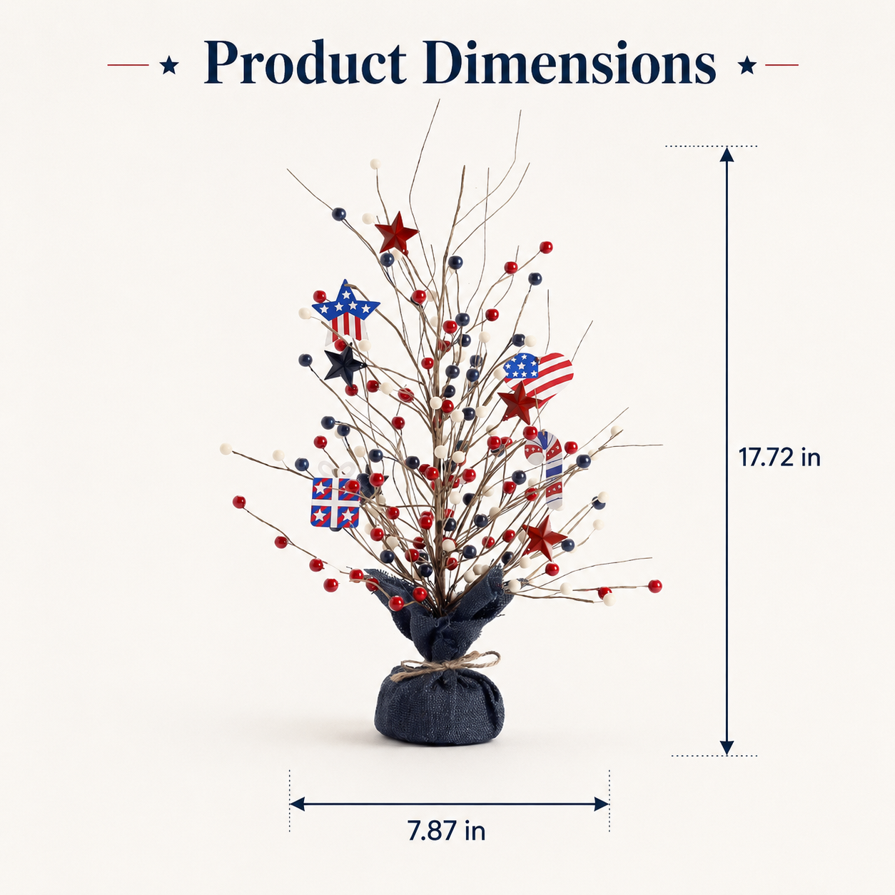 17.72in Patriotic Red White Blue Tabletop Decoration