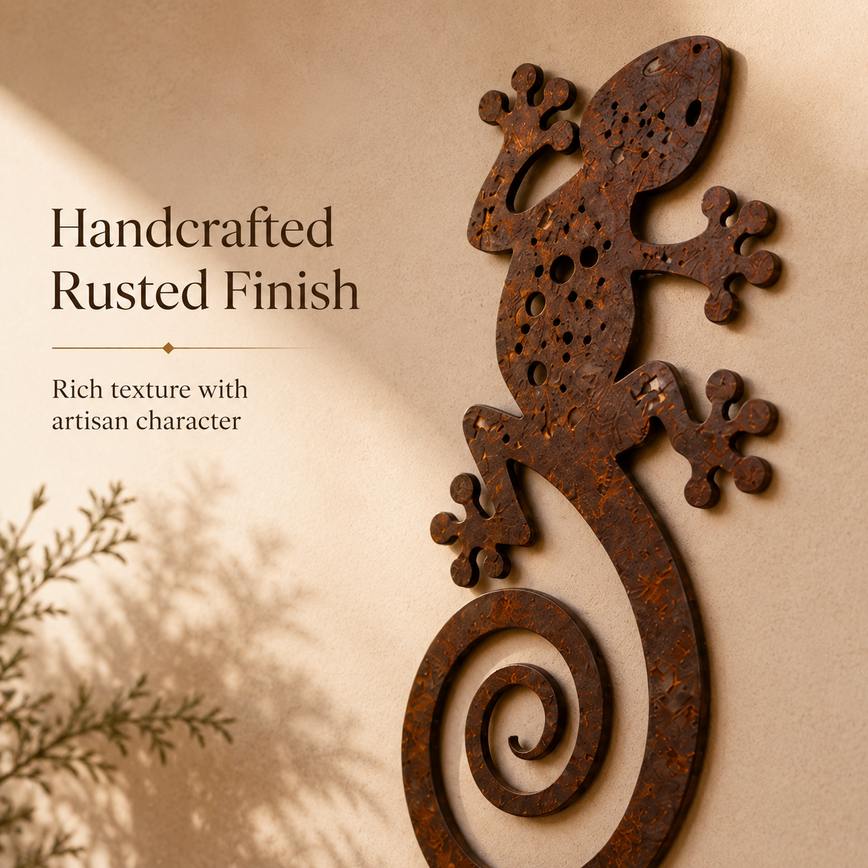 2PCS-Rustic Metal Gecko Wall Art – Handcrafted Lizard Decor for Porch, Patio & Garden Walls