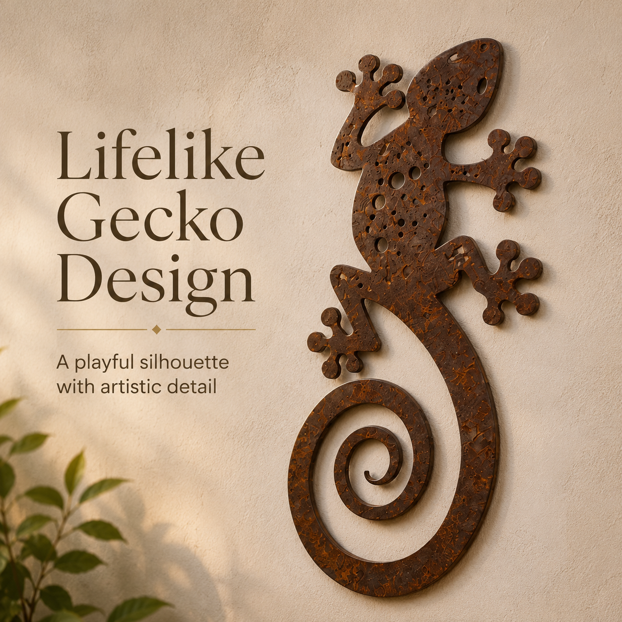 2PCS-Rustic Metal Gecko Wall Art – Handcrafted Lizard Decor for Porch, Patio & Garden Walls