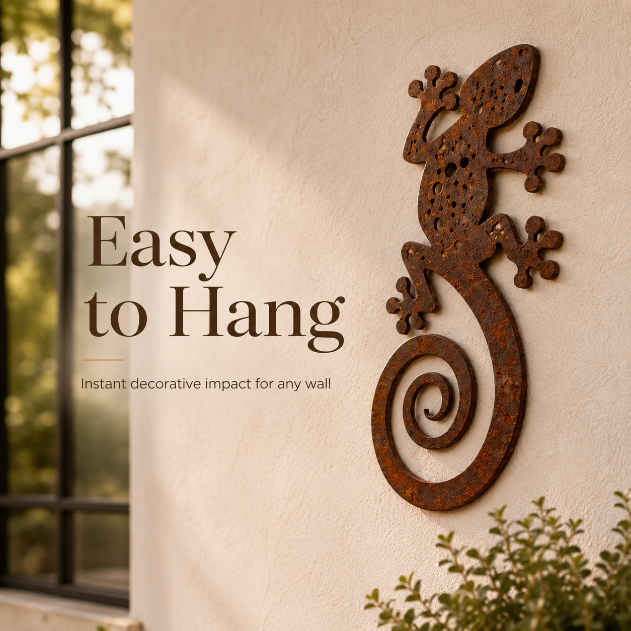 2PCS-Rustic Metal Gecko Wall Art – Handcrafted Lizard Decor for Porch, Patio & Garden Walls