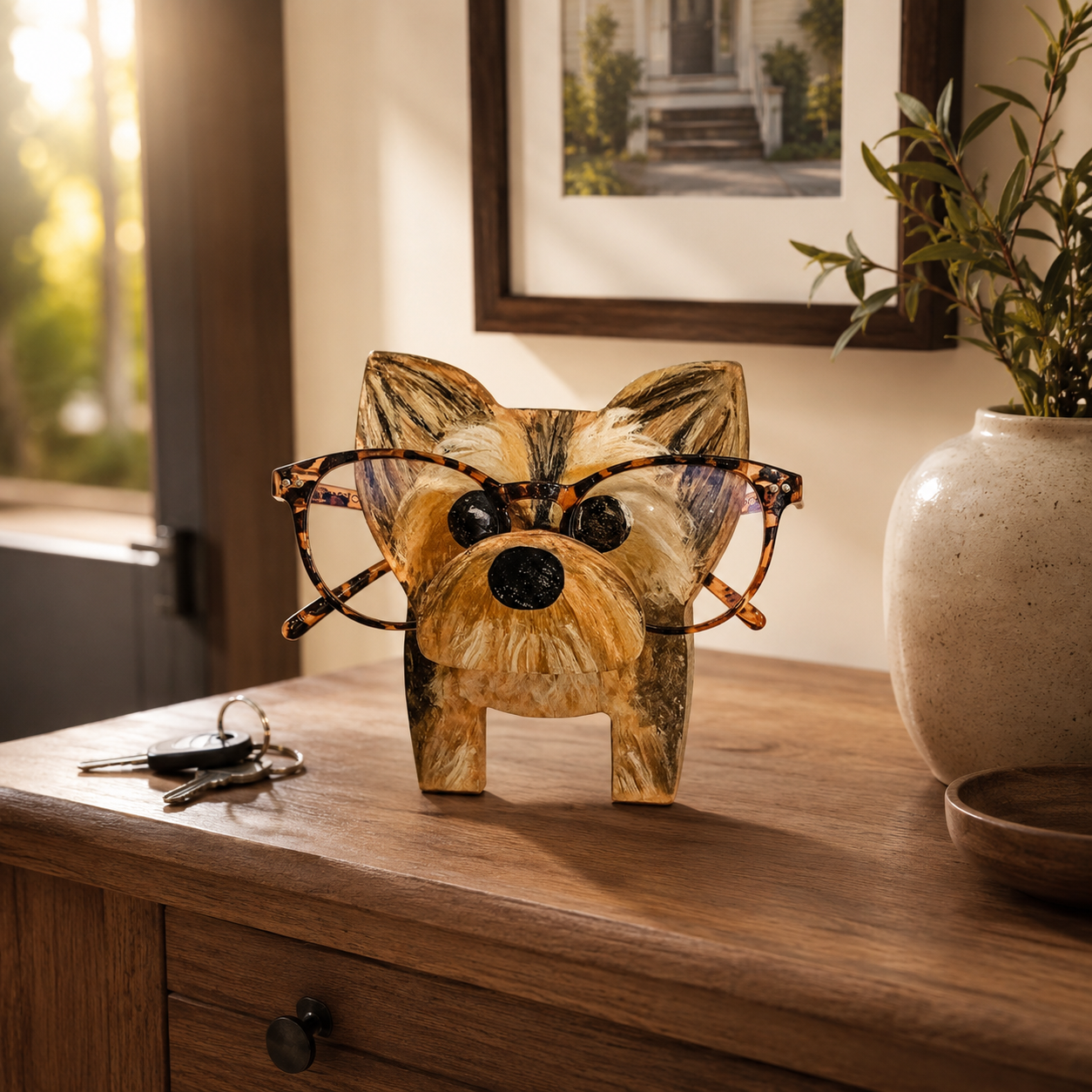 Cute Dog Glasses Stand – A Warm Decorative Holder for Nightstands, Desks & Reading Corners