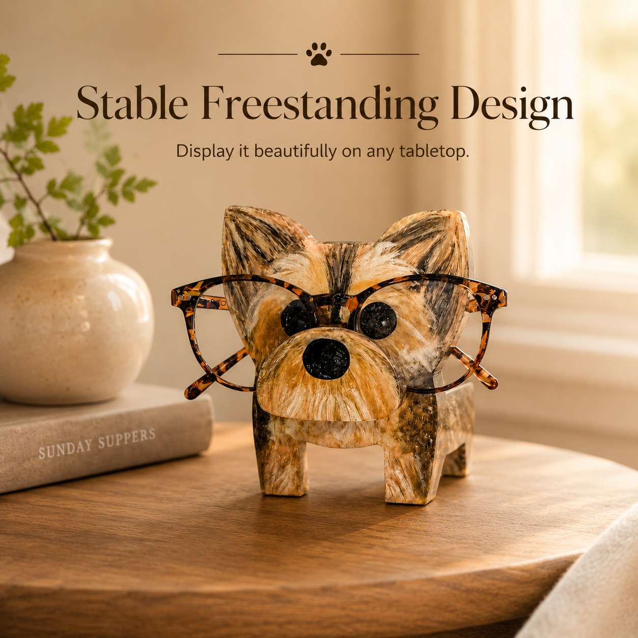 Cute Dog Glasses Stand – A Warm Decorative Holder for Nightstands, Desks & Reading Corners
