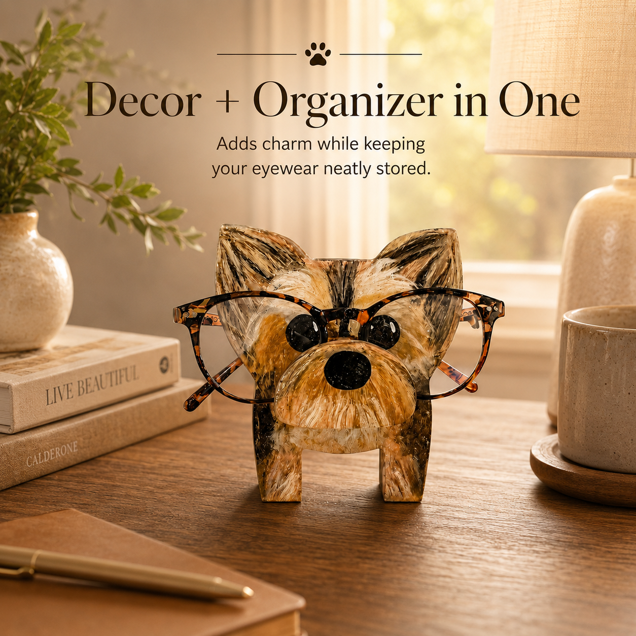 Cute Dog Glasses Stand – A Warm Decorative Holder for Nightstands, Desks & Reading Corners