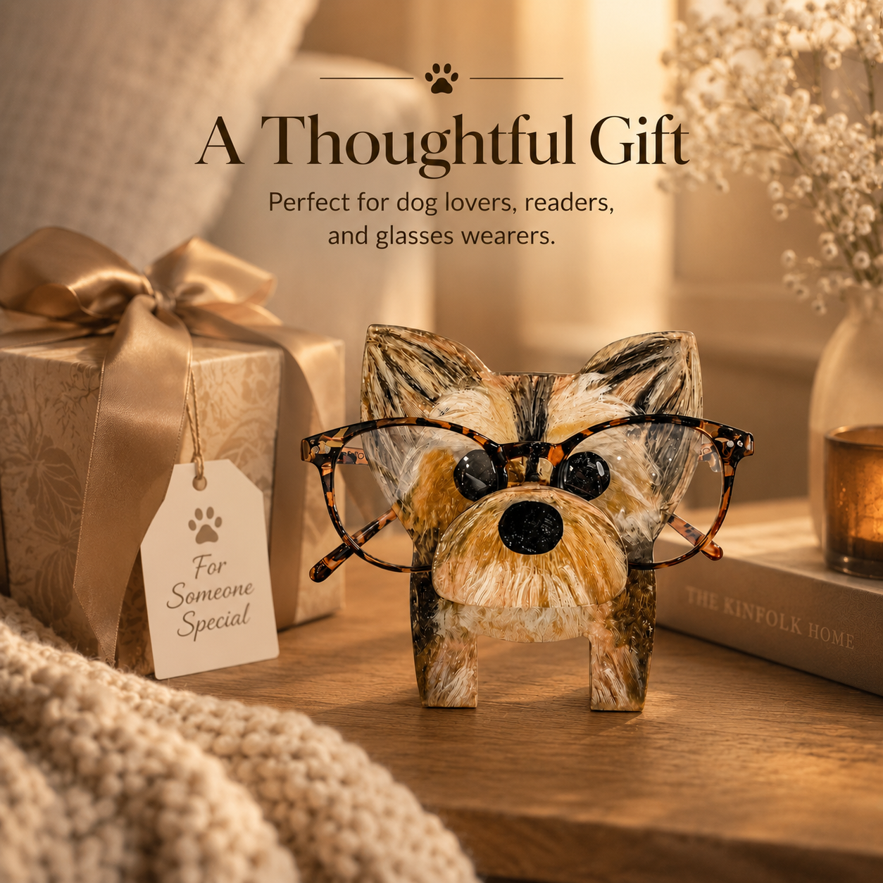 Cute Dog Glasses Stand – A Warm Decorative Holder for Nightstands, Desks & Reading Corners