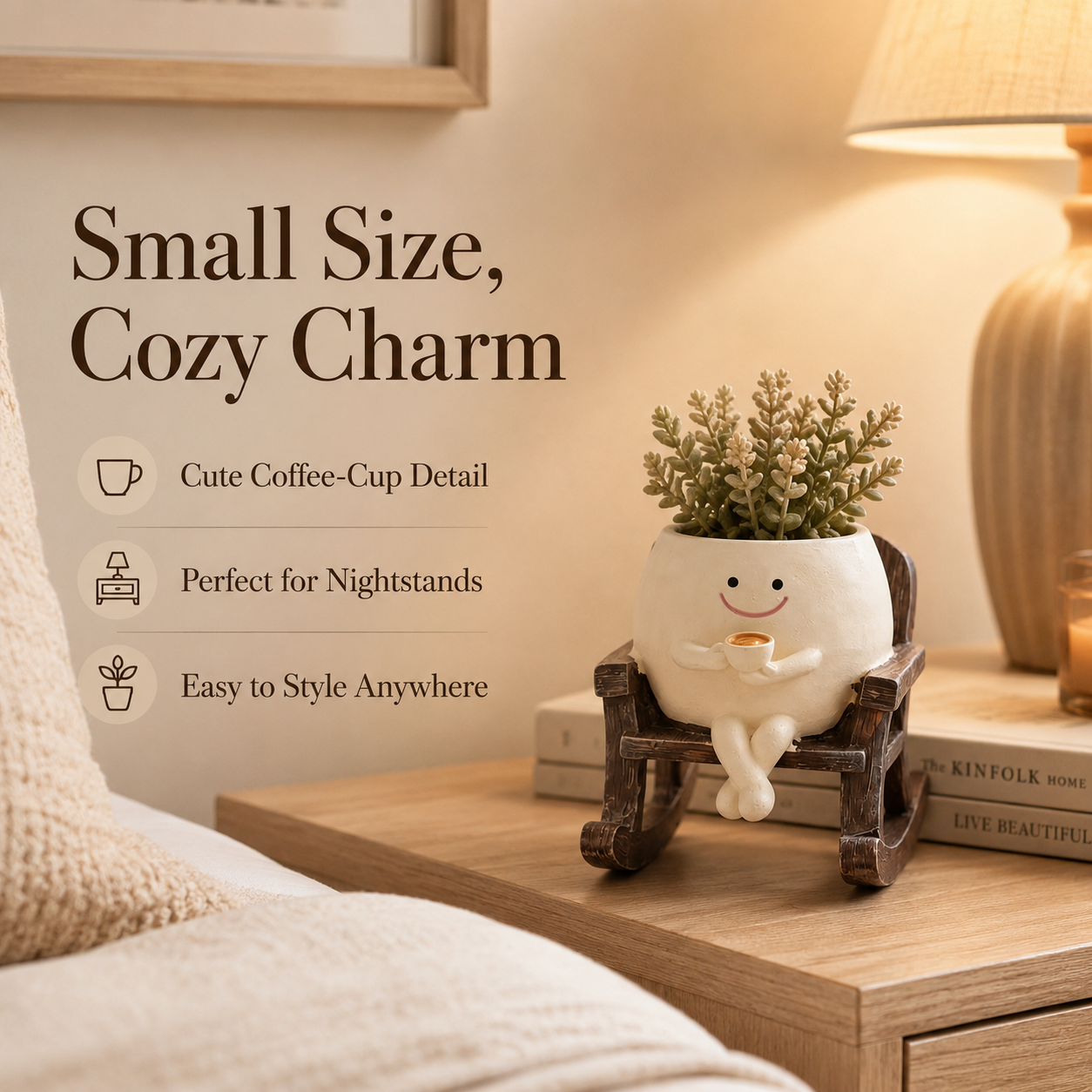 Whimsical Smiling Planter Duo – Charming Swing and Rocking Chair Pots for Home Styling