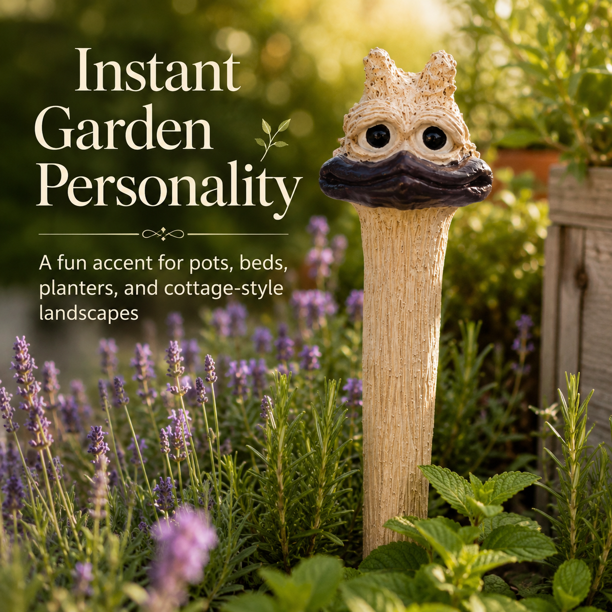 Whimsical Chicken & Ostrich Garden Stake Set – Hand-Painted Animal Decor for Flower Beds & Planters-2PCS