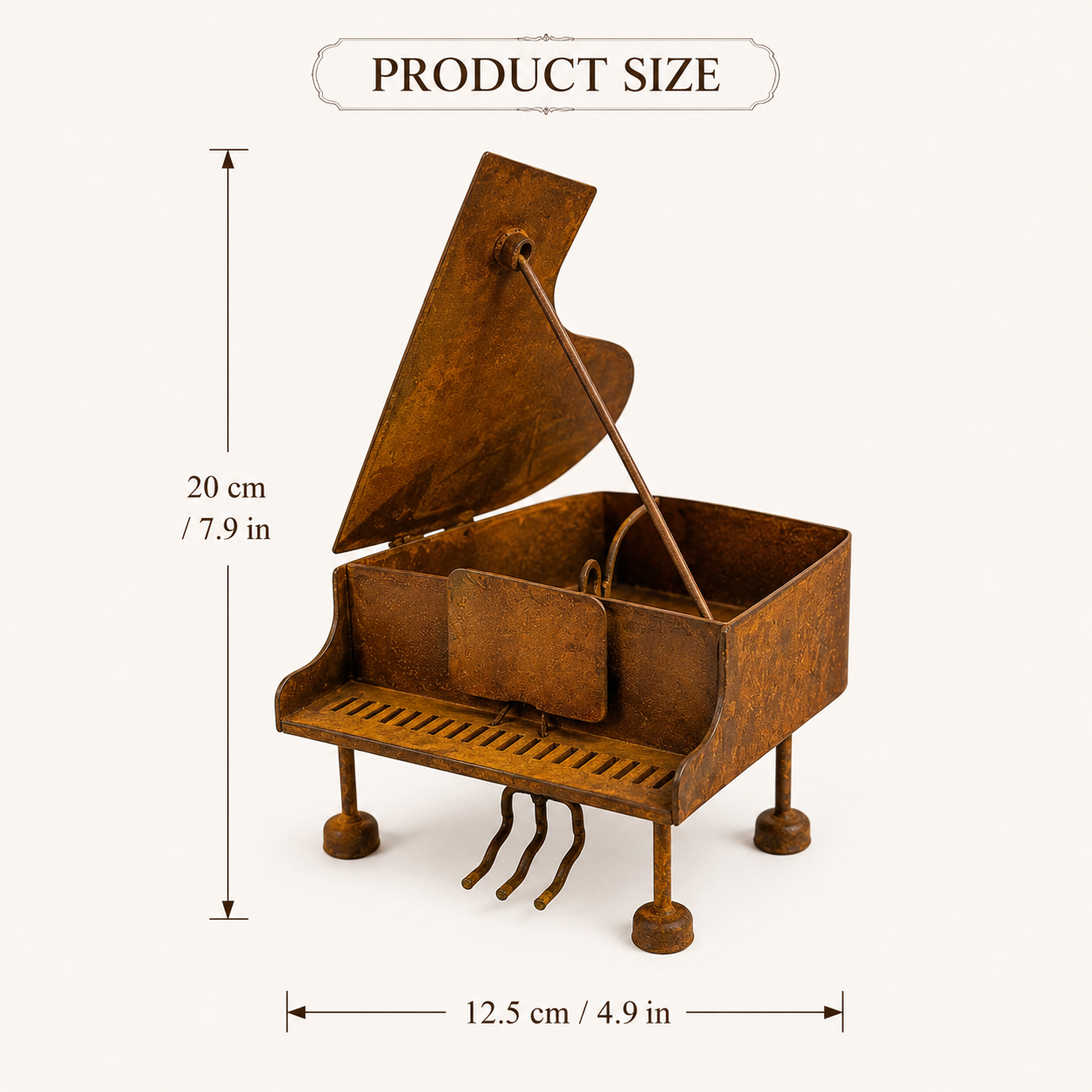 Rustic Piano-Shaped Metal Planter – A Charming Decorative Piece for Music & Garden Lovers