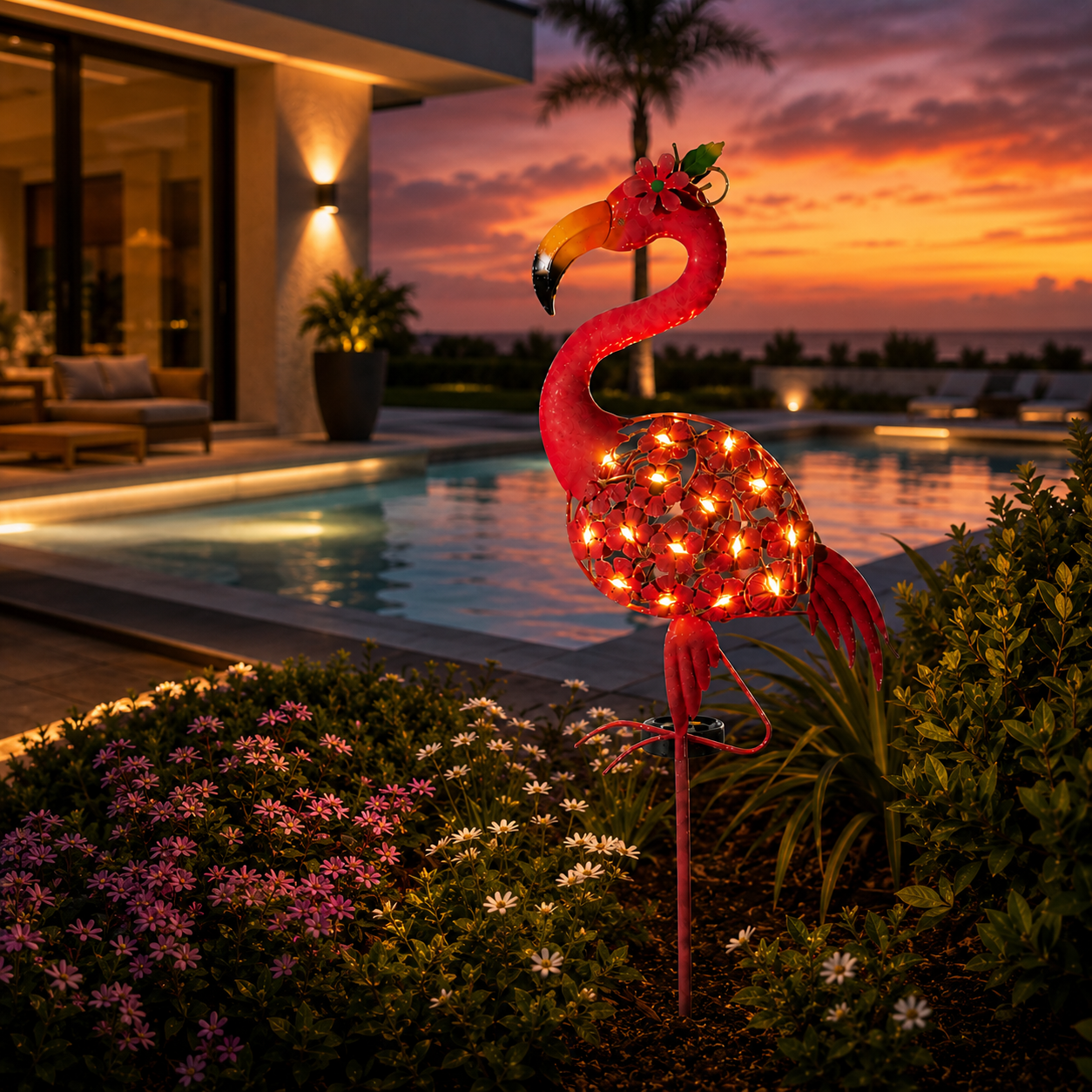 Solar Flamingo Garden Stake Light – A Glowing Statement Piece for Your Outdoor Space
