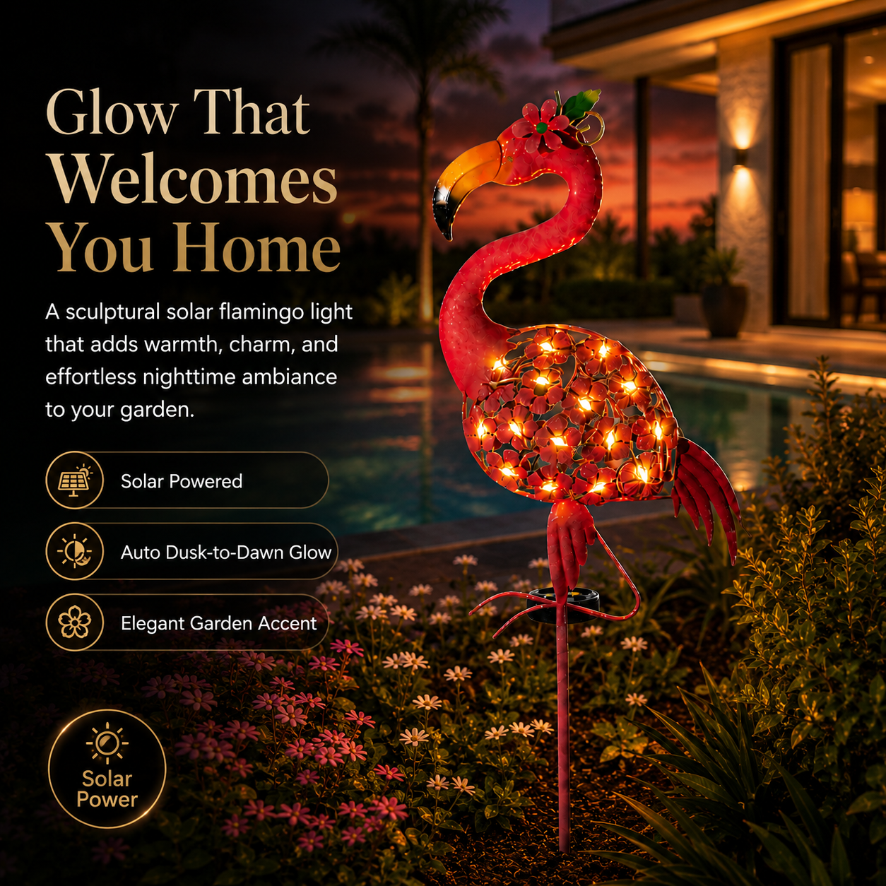 Solar Flamingo Garden Stake Light – A Glowing Statement Piece for Your Outdoor Space