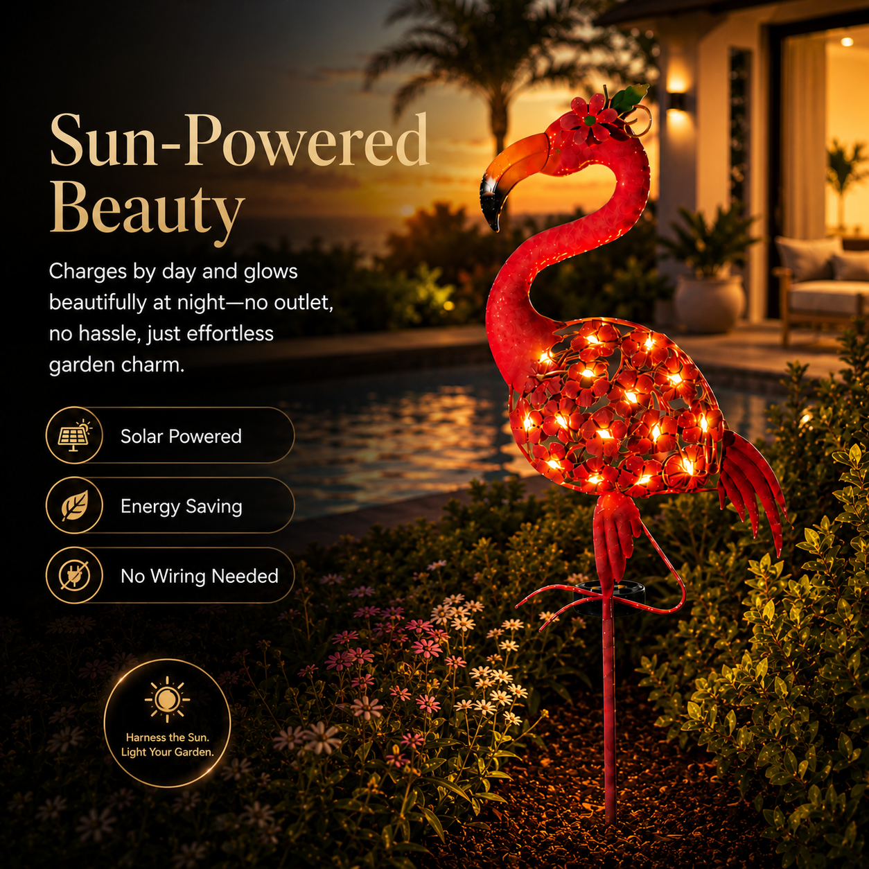 Solar Flamingo Garden Stake Light – A Glowing Statement Piece for Your Outdoor Space