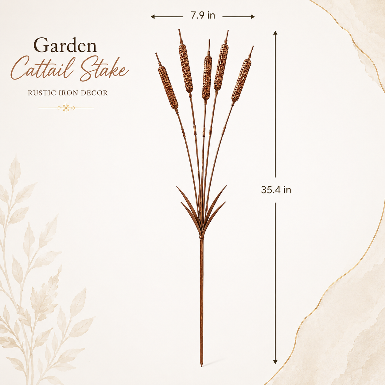 Vintage Farmhouse Iron Reed Garden Stake