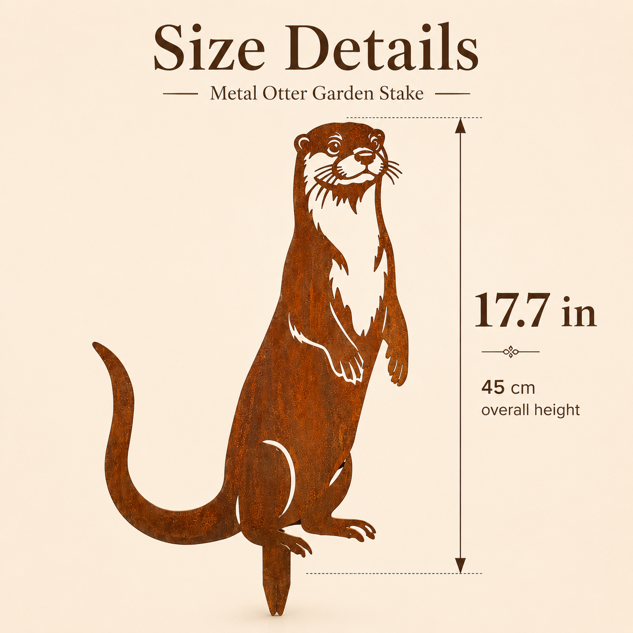 Whimsical Otter Garden Stake – Cozy Rustic Metal Decor for Front Yards, Borders & Outdoor Spaces