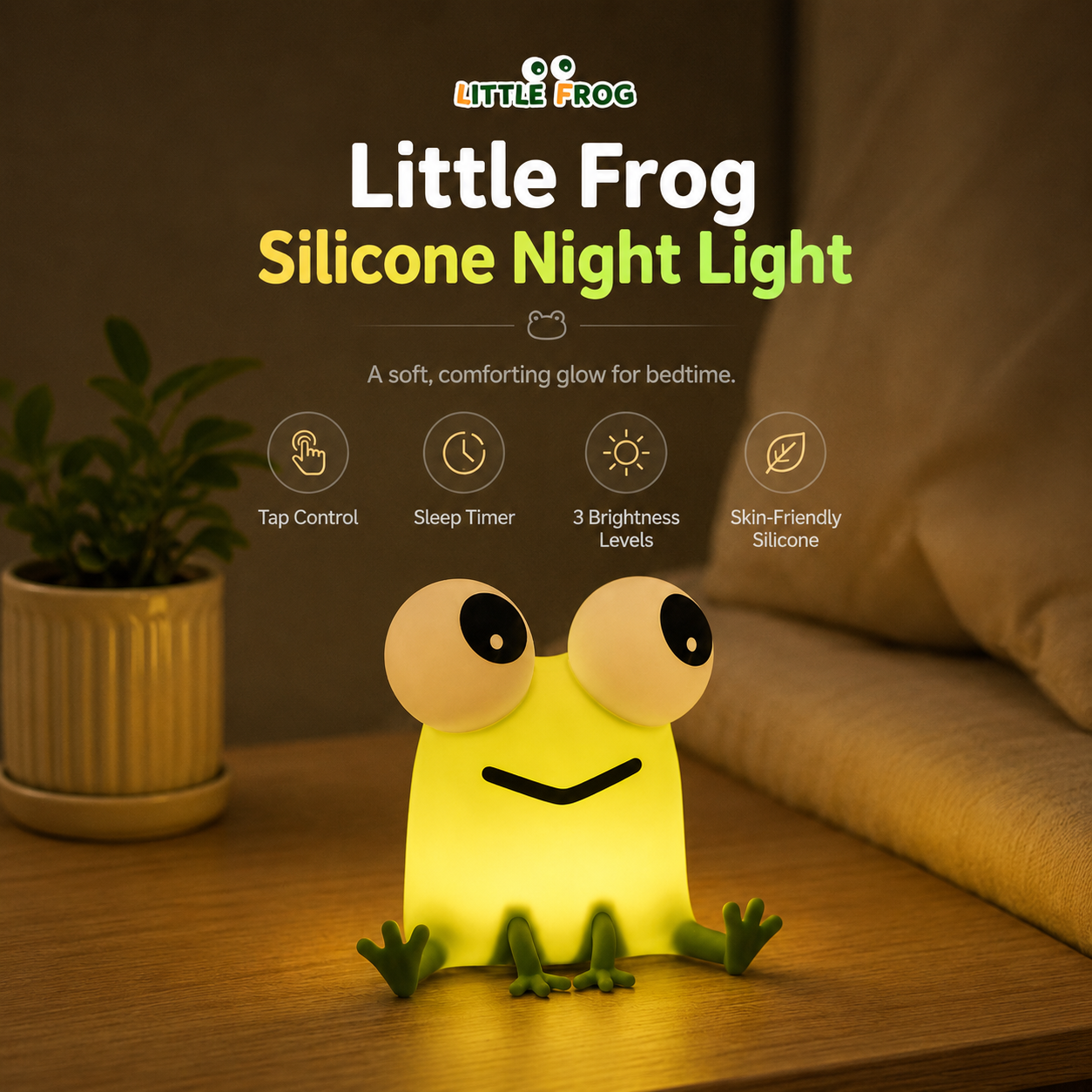 Soft Silicone Frog Lamp – Rechargeable Nursery & Bedside Night Light