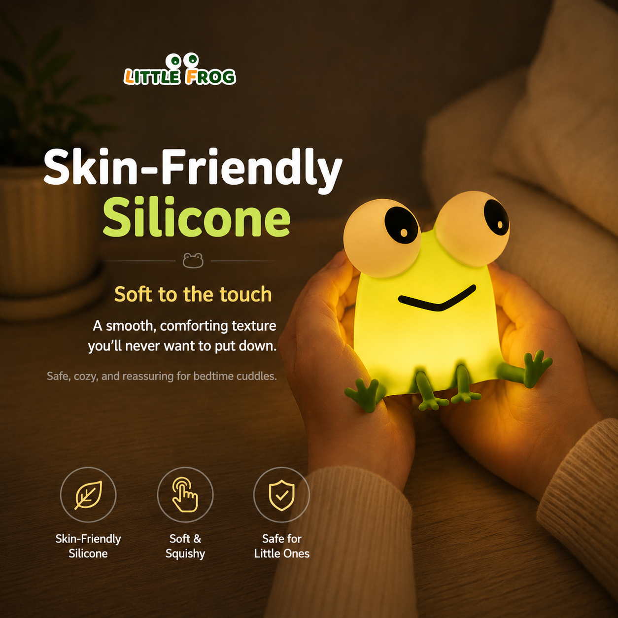 Soft Silicone Frog Lamp – Rechargeable Nursery & Bedside Night Light